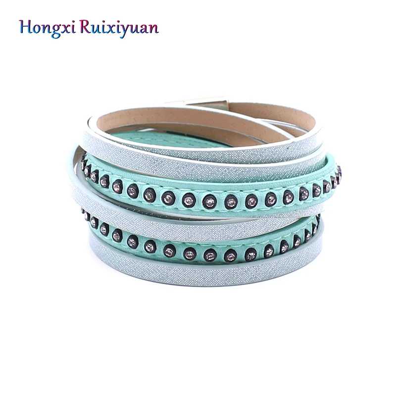 Женский Многослойный кожаный браслет в богемном стиле с подвесками и