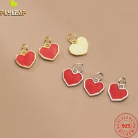 925 sterling silver red enamel heart charms diy handmade charm bracelet necklace jewelry accessories wholesale 2021 autumn new