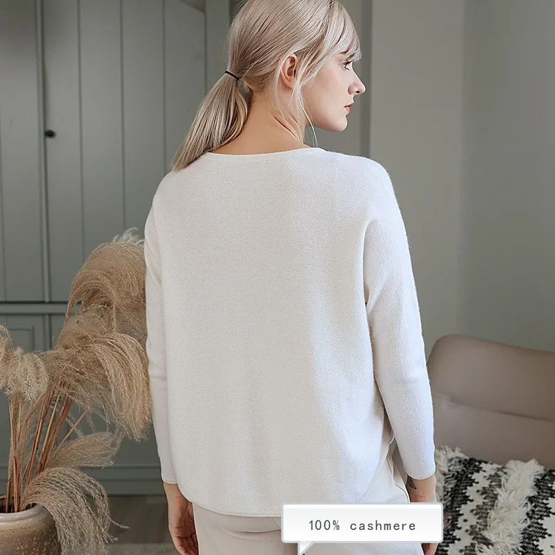 naizaiga 100% cashmere o-neck women solid pure sweater loose irregular fashion short DPSM8 | Женская одежда