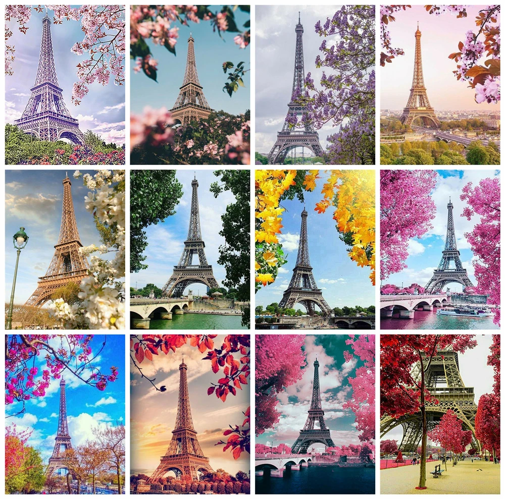 

HUACAN вышивка кристалами декорации алмазная мазайка башня картины стразами алмазные картины рукоделие