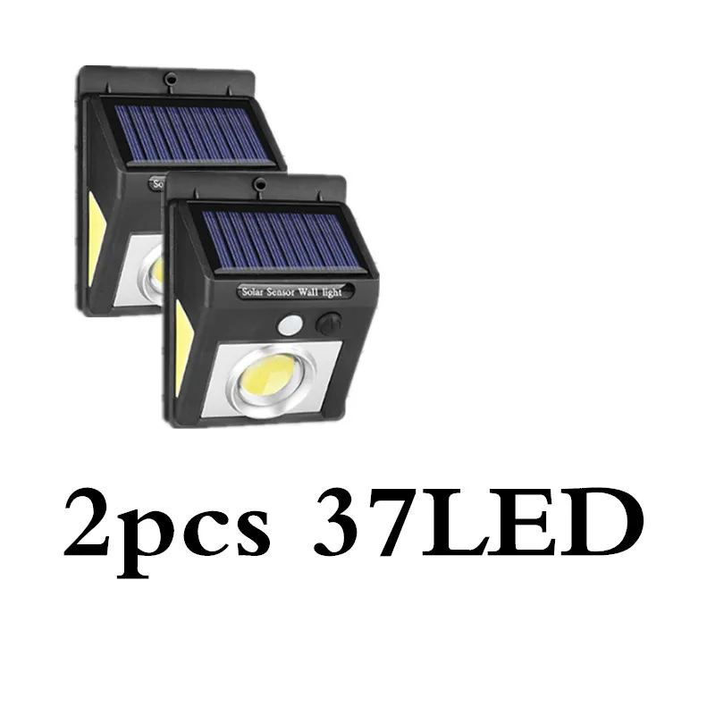2pcs 37 LED 4 шт. солнечный светильник PIR датчик движения Солнечная лампа трёхсторонний 37 светодиодный наружный светильник ing энергосберегающий садовый светильник Настенный ночной Светильник - Испускаемый цвет: 2pcs 37 LED