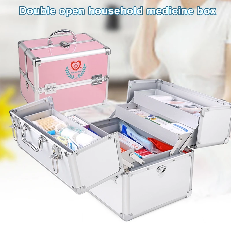 

Double Open Wall-Mounted First Aid Storage Of Box Household Medicine Cabinet Aluminum Alloy Multi-Layer Medicine Cabinet Pillbox