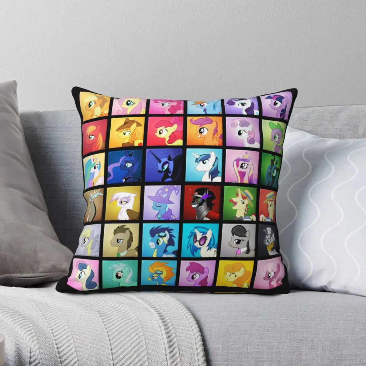 

Pony Blocks Square Pillowcase Polyester Linen Velvet Creative Zip Decor Sofa Seater Cushion Cover Wholesale 45x45
