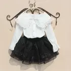 Блузка кружевная белая, с длинным рукавом, для девочек-подростков, весна-осень, От 3 до 14 лет