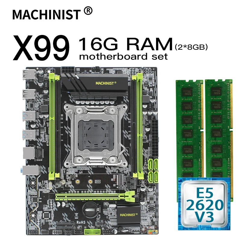 Комплект материнской платы X99 LGA 2011 3 с процессором Intel xeon E5 2620 V3 и памятью 16 Гб (2*8