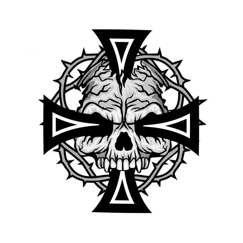 

For Iron Cross Skull Motorcycle Car Bumper Stickers Personality Windows Decal Graffiti for SUV JDM VAN 13cm