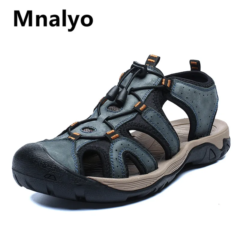 Мужские сандалии из натуральной кожи мягкие пляжные шлепанцы в римском стиле