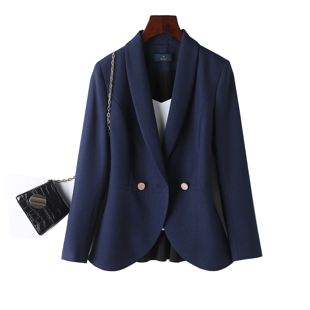 

High Quality Elegant Black Blue Ladies Blazer Jacket Women Formal Work Tops For Office Business Wear Size S-5XL
