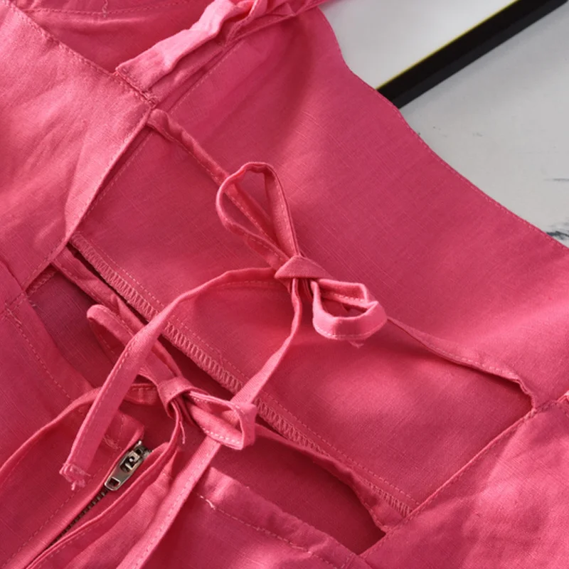 

New women's simple fashion sexy slim waist dress linen sling mini dress split casual temperament skirt