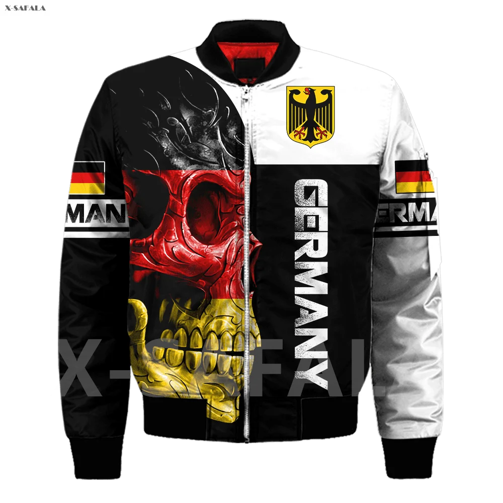 

Germany Skull Jesus Yinyang Tattoo Printed Man Female Outwear Pullover Flight Pilot Thick Bomber Jacket Streetwear Zipper Coat