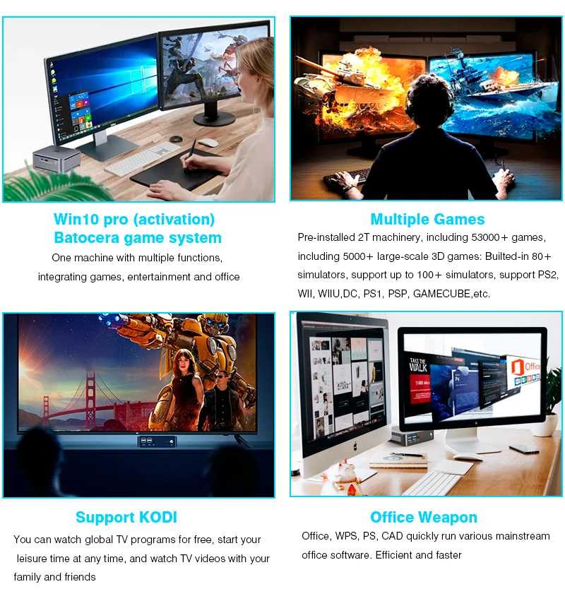 Супер консоль X Box Мини ПК Ретро игровая WIN 10 Pro и двойная система для PS2/WII/PSP/N64/SEGA