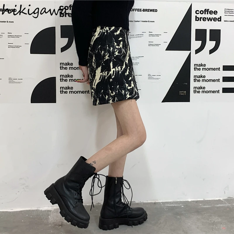 

Hikigawa Women's Clothing Japan High Waist Skirts for Female Korean Fashion Midi Skirt Black Harajuku Falda 2021 Mujer Faldas