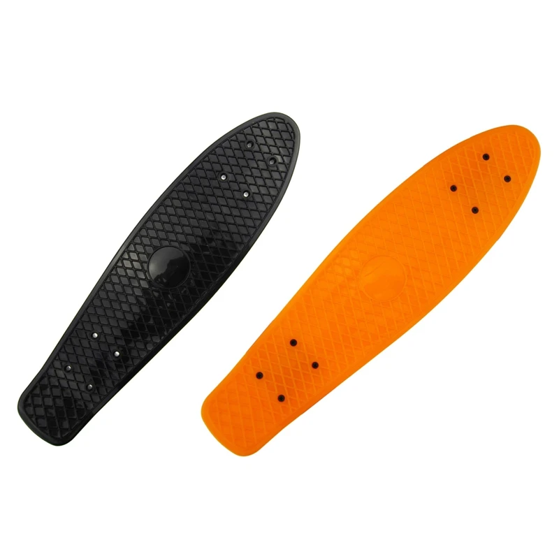 

2 Pcs 22.5X 6 Inch Skateboard Plastic Fish Banana Skating Board Decks Deck-Orange & Black