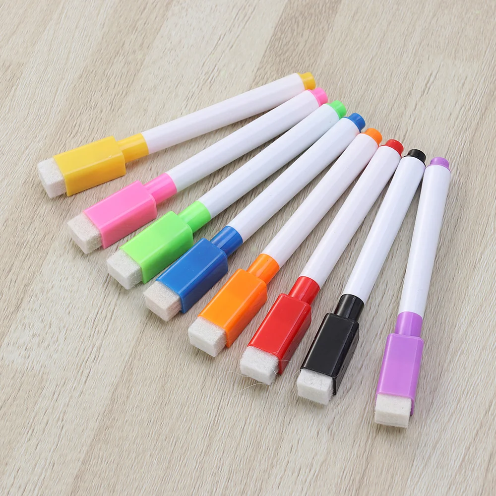 

8pcs Magnetic Colorful Whiteboard Pen Black White Board Markers Built In Eraser School Supplies Children's Drawing Pen(Pink, Nav