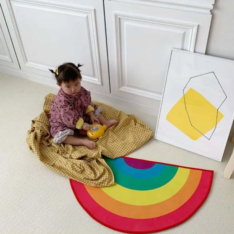 

Household Rainbow Area Rug Colorful Floor Mat Doormat Decorative Carpet Pad Kitchen Living Room Home Decor