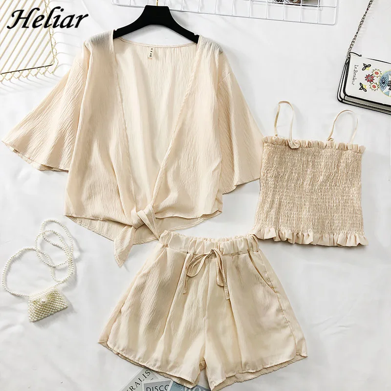 Женский костюм-тройка Heliar элегантный костюм свободного покроя из блузки и шорт