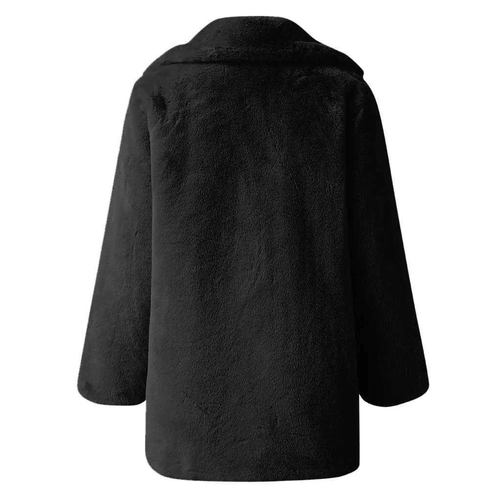 Winter Women Faux Fur Coat Solid Long Sleeve Jacket Cardigan Pock Overcoat Warm Outwear Yellow Pink Blue Wine Black Fur Coat