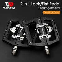 west biking bicycle pedal non slip 3 bearings mtb bike pedals aluminum alloy flat applicable spd waterproof pedals