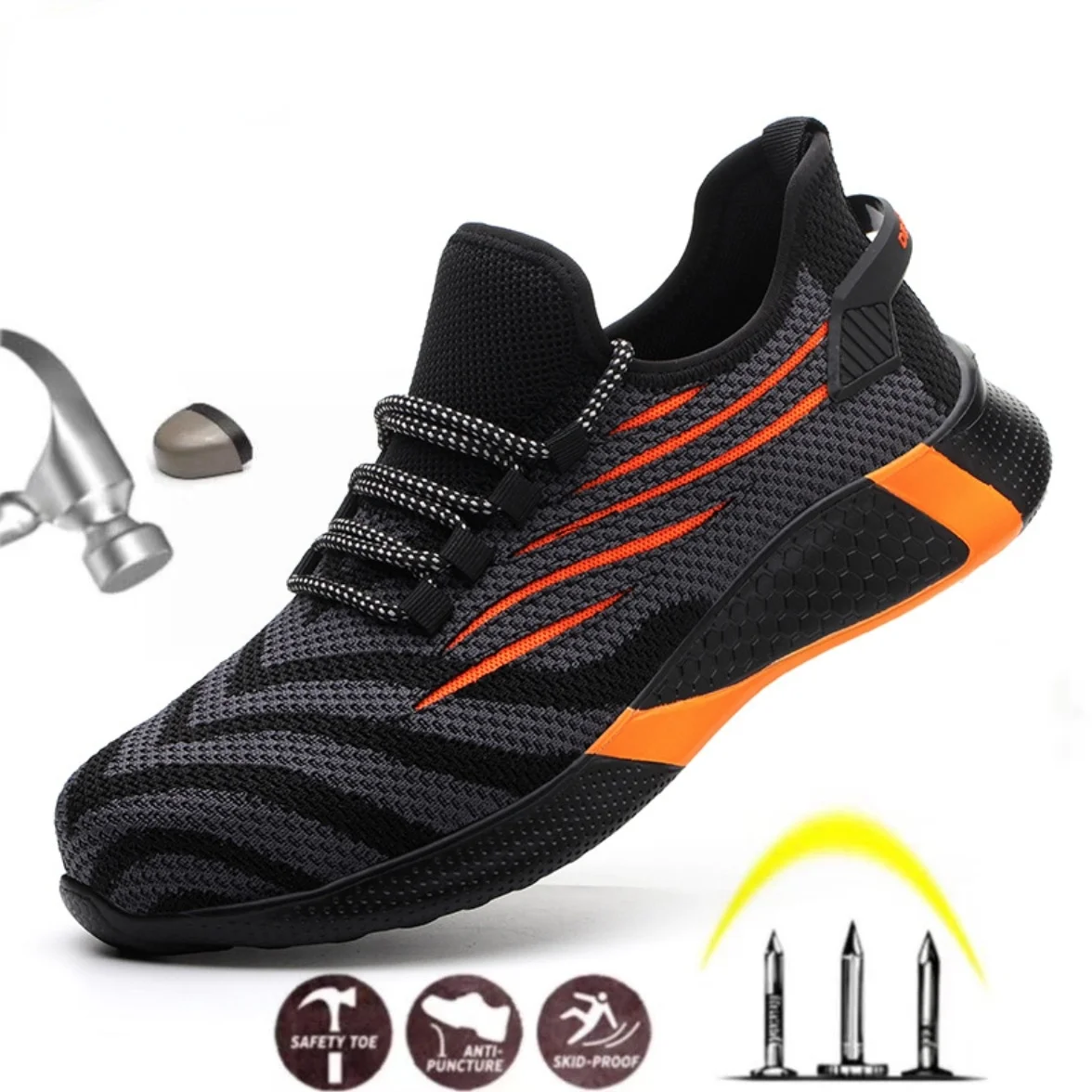 

Men And Women Safety Work Shoes with Steel Toe Cap Puncture-Proof Boots Lightweight Breathable Sneakers Dropshipping