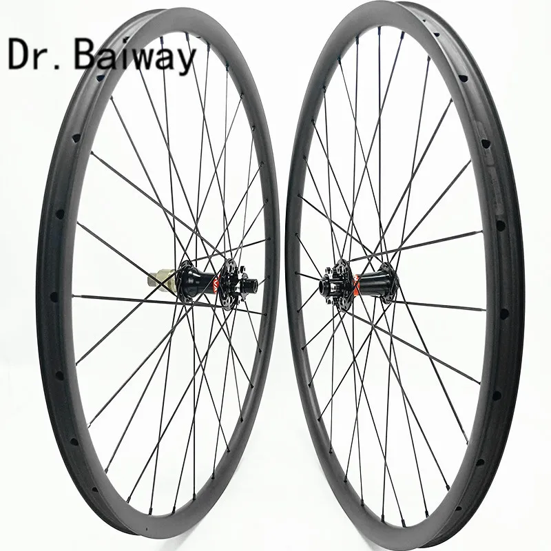 29er mtb wheelset 30*24 симметричная бескамерная UD/3K/12 поверхность углеродная колесная