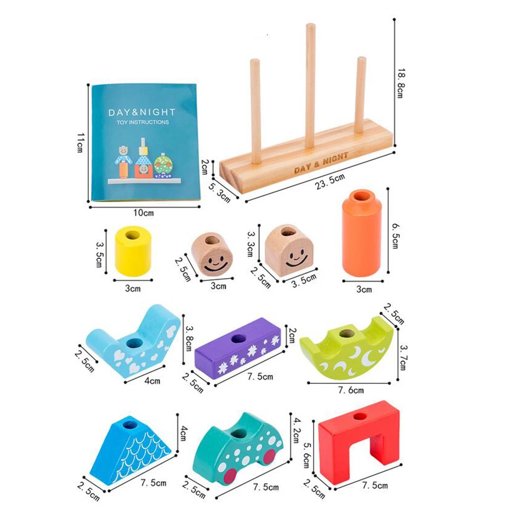 

Educational Wooden Toy Sun & Moon Day & Night Pillar Blocks Early Learning Baby Kids Birthday Christmas Gift Training Toys Kids