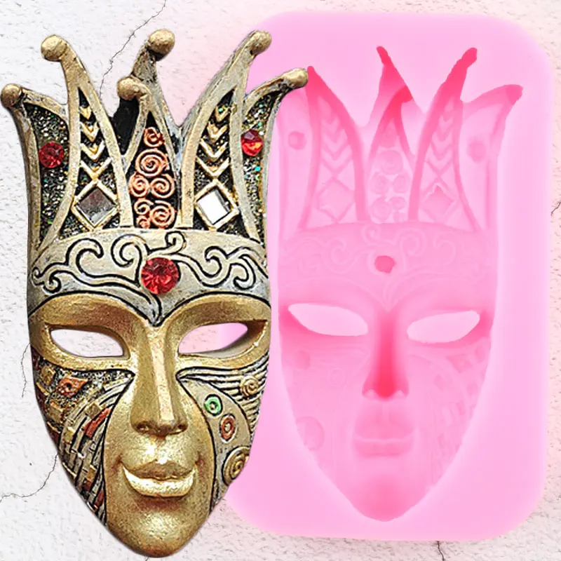 

Face Mask Silicone Mold Cupcake Topper Fondant Decorating Tools Cookie DIY Baking Candy Polymer Clay Chocolate Gumpaste Moulds
