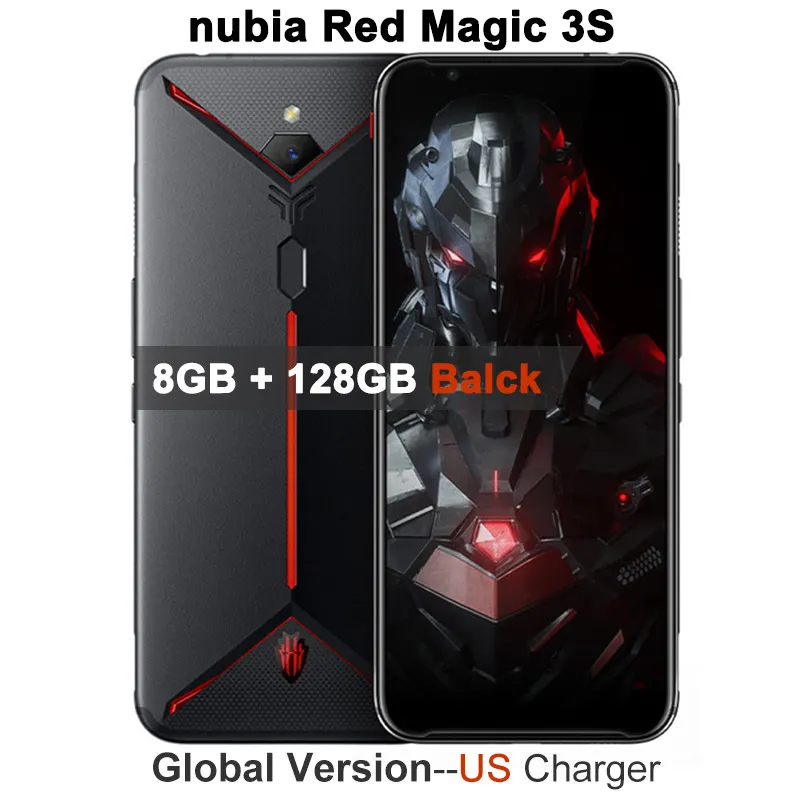 8G 128G Black US Глобальная версия оригинального мобильного телефона zte nubia Red Magic 3S 8G 128G 6,6" 90Hz Snapdragon 855 Plus 48MP+ 16MP 5000mAh Fastcharge - Color: 8G 128G Black US