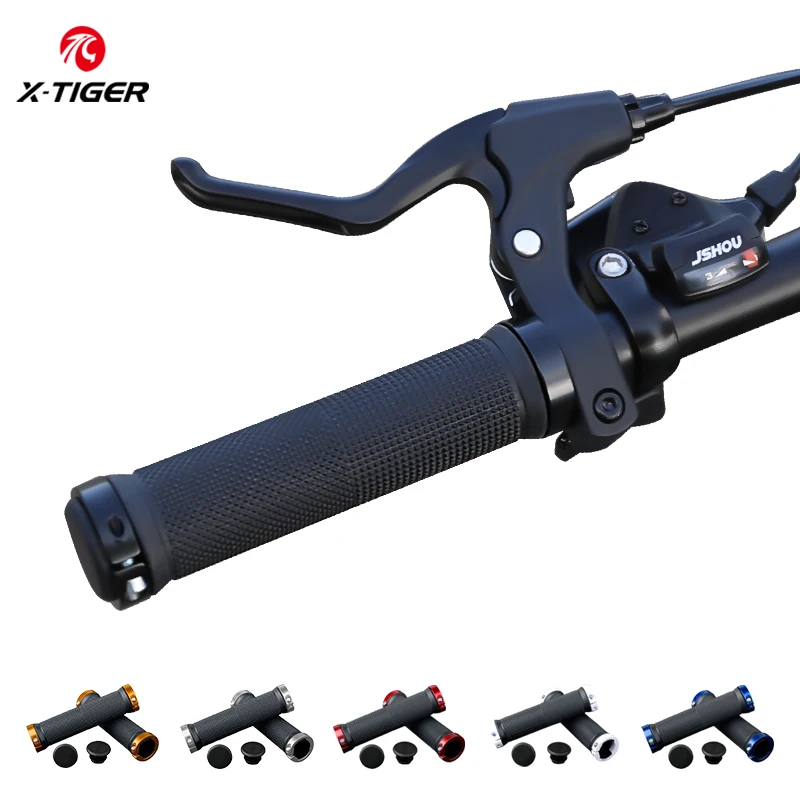 

X-TIGER Bike Grip Rubber Anti-Slip Bicycle Grips Aluminum Alloy Lock Handles For Bicycle Road Cycling Handle Bicycle Accessories