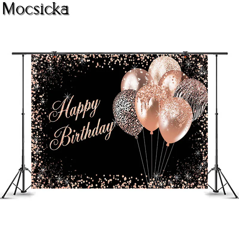 Mocsicka с днем рождения фон шар цвета розового золота украшения баннер Photo Booth для