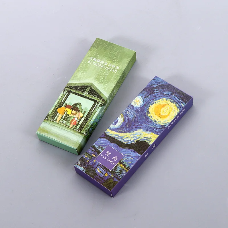 30 Pcs/Set Hayao Miyazaki's Fairy Tales Bookmark Van Gogh Oil Painting Series Bookmarks Page Markers Gift Stationery