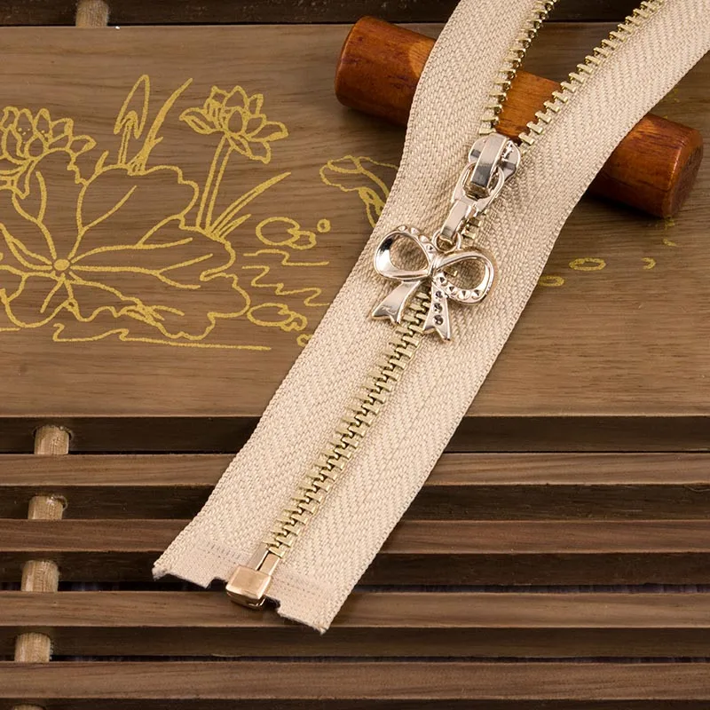 khakigold Бант 3#40/70 см открытая металлическая молния для шитья экологически чистые куртки пальто молнии молния ремонтные комплекты DIY аксессуары для одежды - Цвет: khakigold