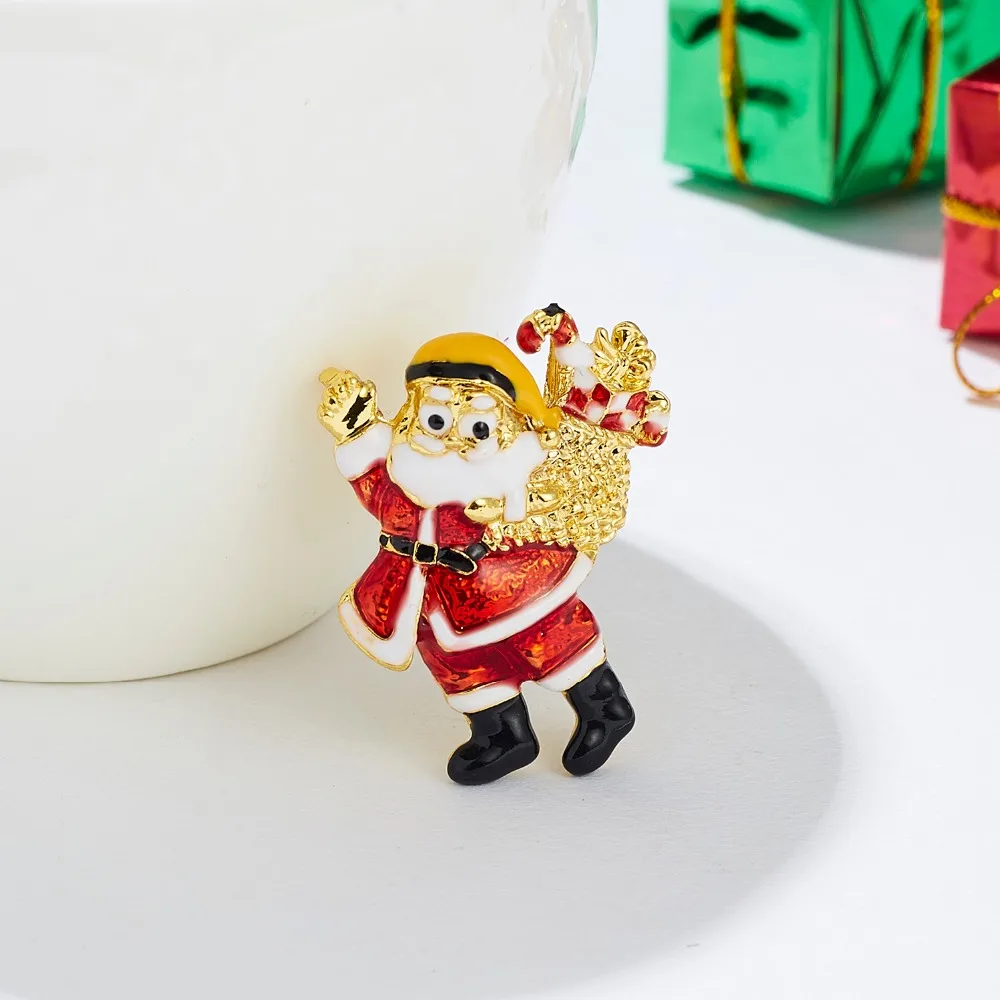 Merry Christmas броши на булавке милый Санта Клаус шляпа прекрасный Лось подарок эмаль значок брошь год Рождество Санта Клаус брошь с животными