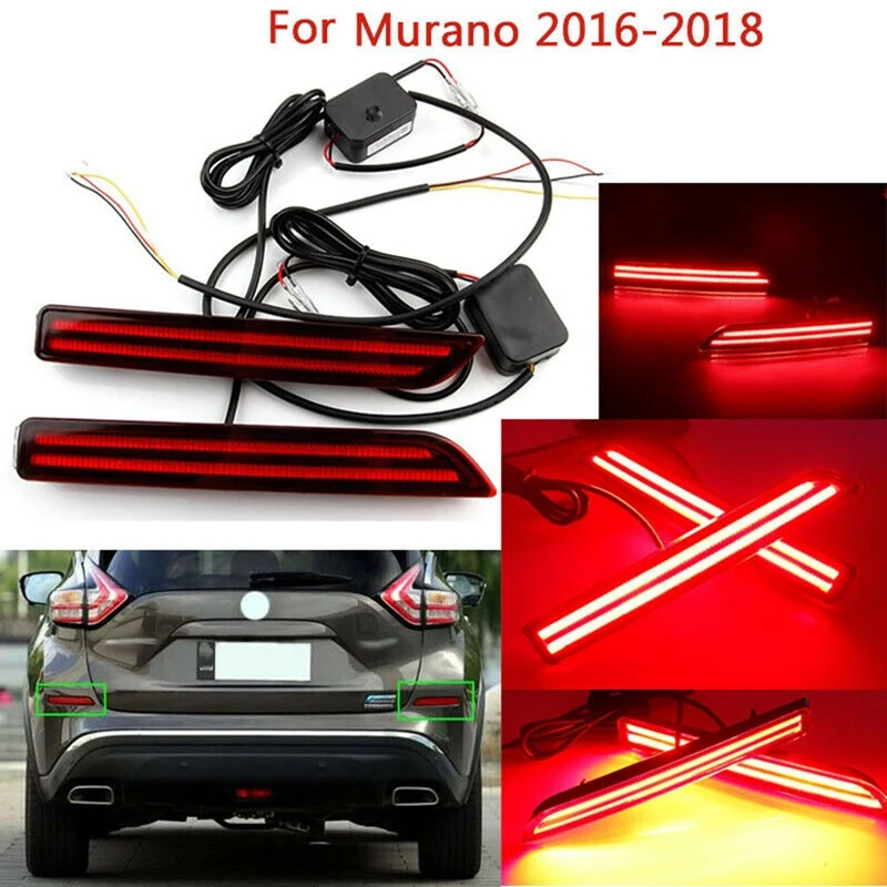 

Для Nissan Murano 2015-2018 светодиодный задний бампер отражатель стоп светильник противотумансветильник фара с указателем поворота