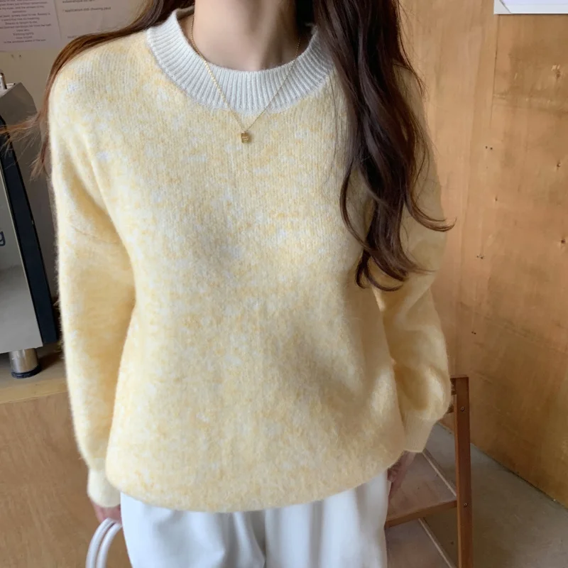 

Autumn Winter Casual Soft Warm Pullovers Women Sweaters O-neck Long Sleeve Female Knitting Tops