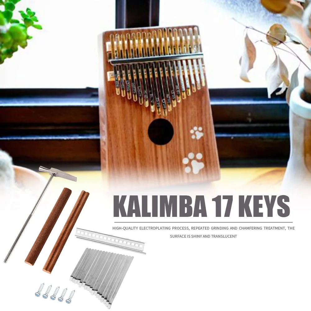 

17 клавиш Kalimba Наборы для творчества деревянный мост большой палец пианино шрапнель стальной молоток для настройки антикоррозийный прочный ...