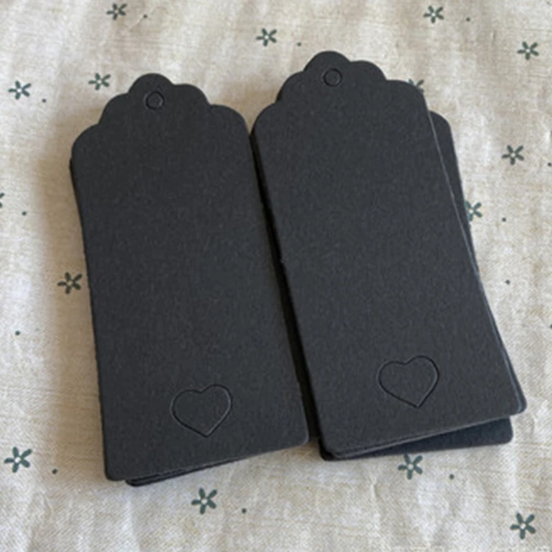 100 шт 9*4 см белый коричневый и черный полые сердца крафт-бумаги бирки головка