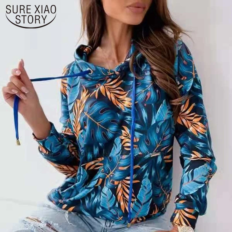 

Женский свитшот с капюшоном, новый свитшот с леопардовым принтом в стиле Харадзюку, худи на шнуровке, повседневный пуловер с длинным рукаво...