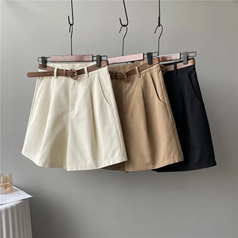 

Summer Women High Waist Wide Leg Cargo Shorts Sexy Casual Button Korean Female Loose Pants