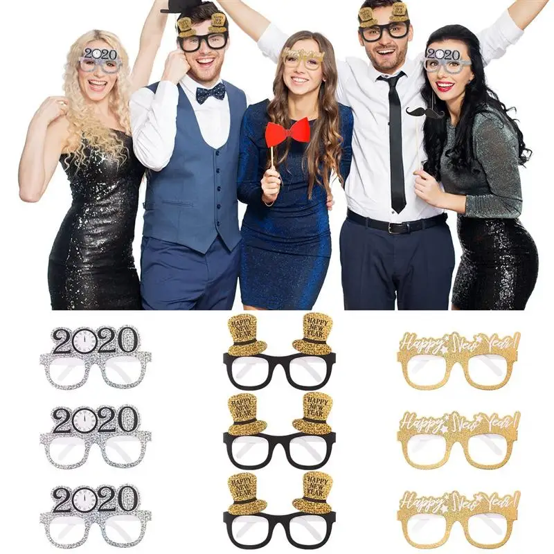 9 шт 2020 счастливый новый год очки для вечеринки фото стенд реквизит праздничные
