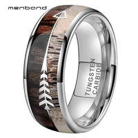 antler ring men women wedding band tungsten ring with zebra wood antler arrows inlay 8mm comfort fit