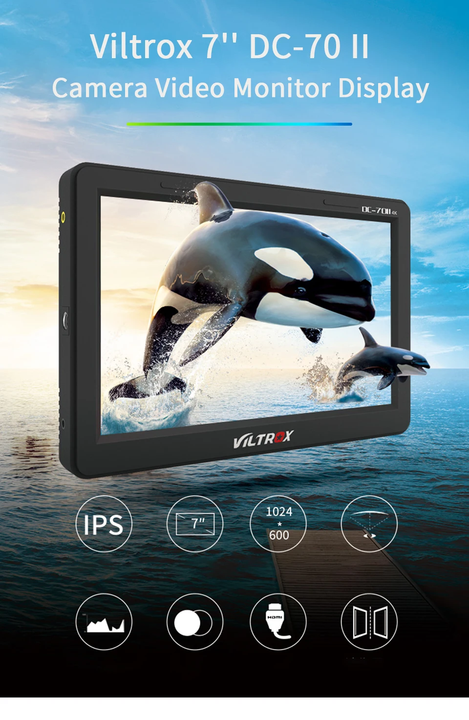 VILTROX TFT 1024*600 HDMI in/out 7 ''дюймовый ЖК-монитор для Canon Nikon sony Panasonic DSLR камер Viltrox DC-70 DC-70II