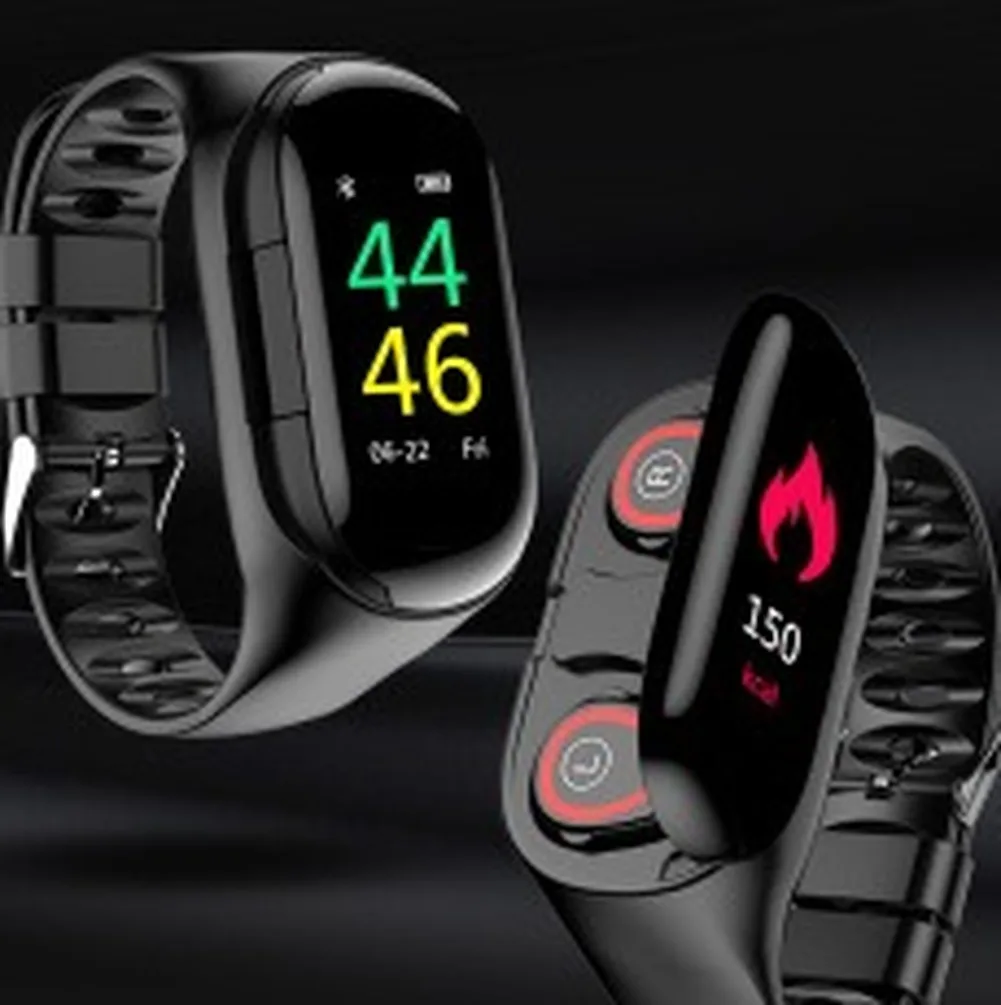 

M1 2 in 1 Smart Bracelet Wireless Bluetooth Headset Combo Running Music Wristband Earphone Heart Rate Blood Pressure Fitness