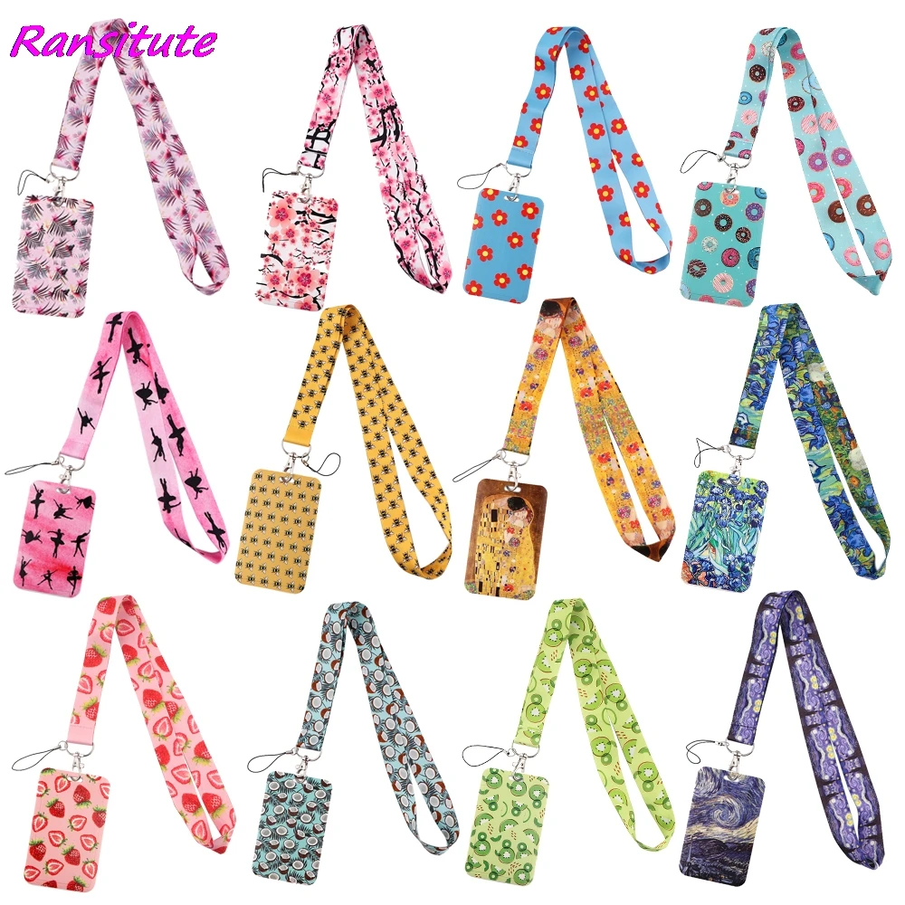 Шнурок Ransitute R1873, с изображением звездного неба, картины маслом, для ключей, удостоверения личности, тренажерного зала, ремешок для телефона, держатель для бейджа, ремешок для самостоятельной сборки