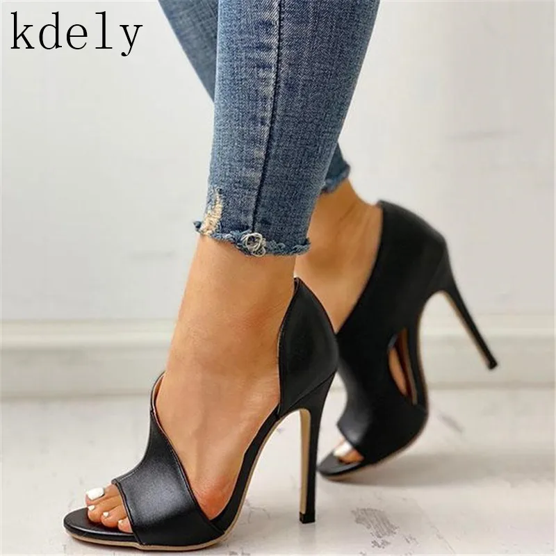 Популярные женские сандалии с перфорацией новая пикантная обувь на высоком