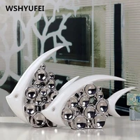 silver plated bouble couple kiss fish vase modern europe ceramic furnishing articles office home livingroom ornament decoration