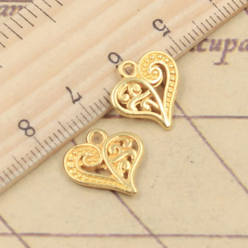 20 шт Очаровательные Полые милые сердца 15x14 мм античные бронзовые серебряные