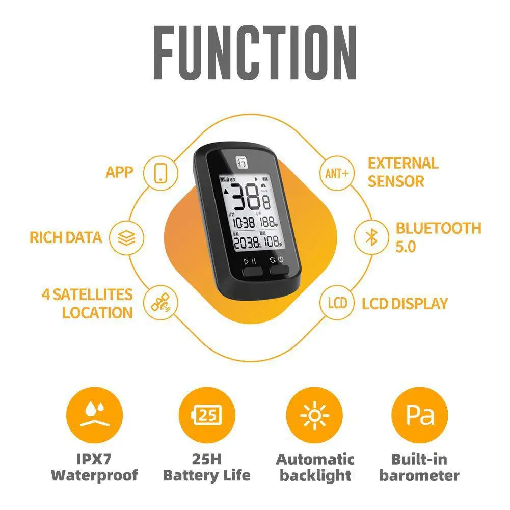

Bicycle Computer GPS Wireless Speedometer Heart-Rate-Monitor Waterproof MTB Road Bike Speedometer FOU99