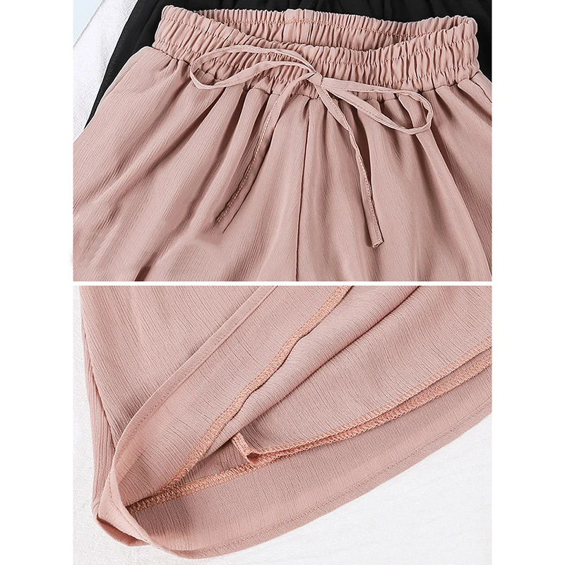 

2021 New Korean Ladies Chiffon Casual Loose Skirt Short Summer Casual Shorts Double Layer High Waist Wide Leg A-line Shorts
