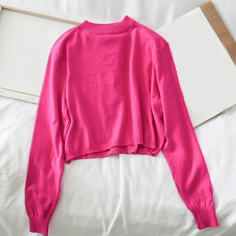 Зимний короткий стильный свитер женские пуловеры вязаный Женский Повседневный