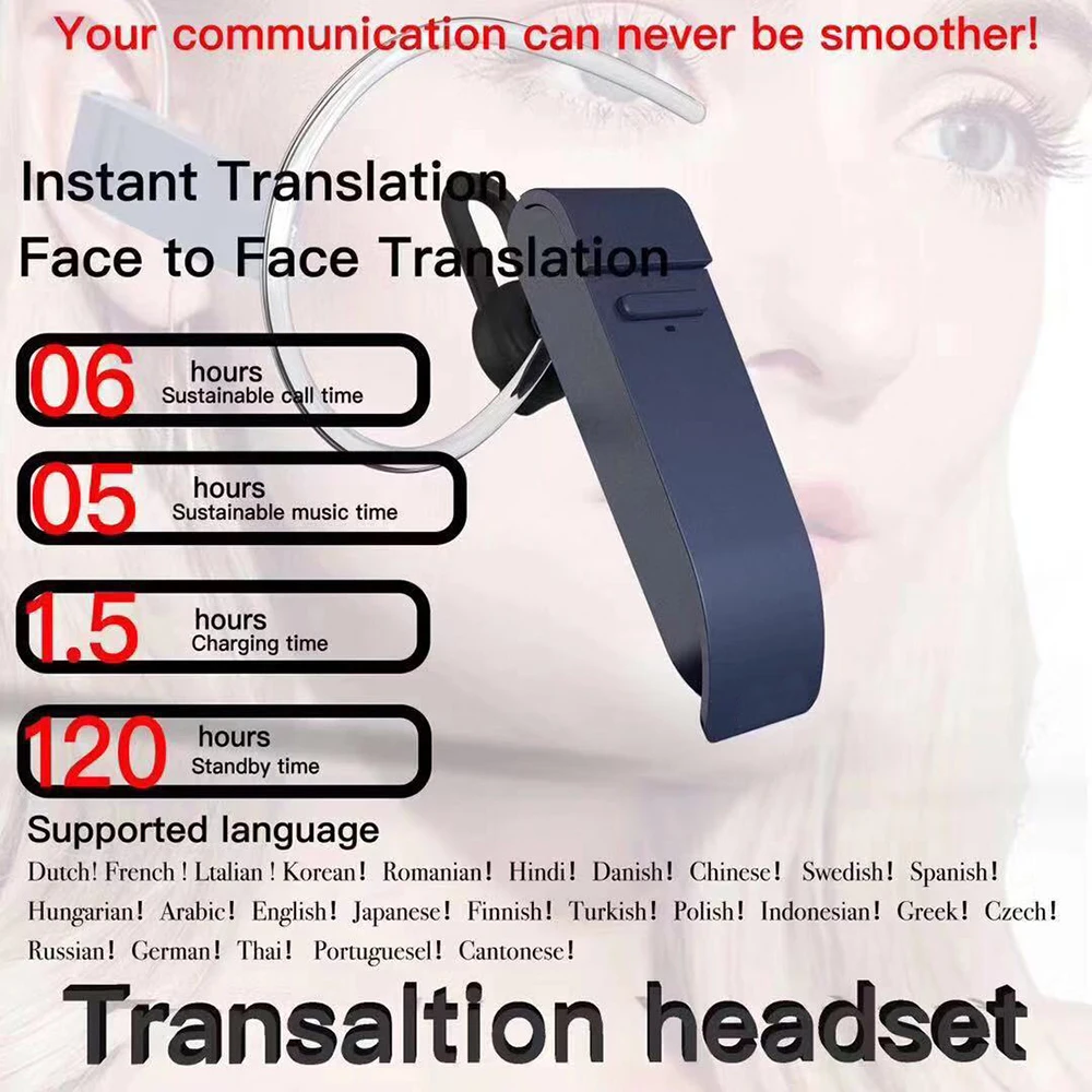 Умные двухрежимные переводные наушники беспроводные Bluetooth 23 языка перевод для